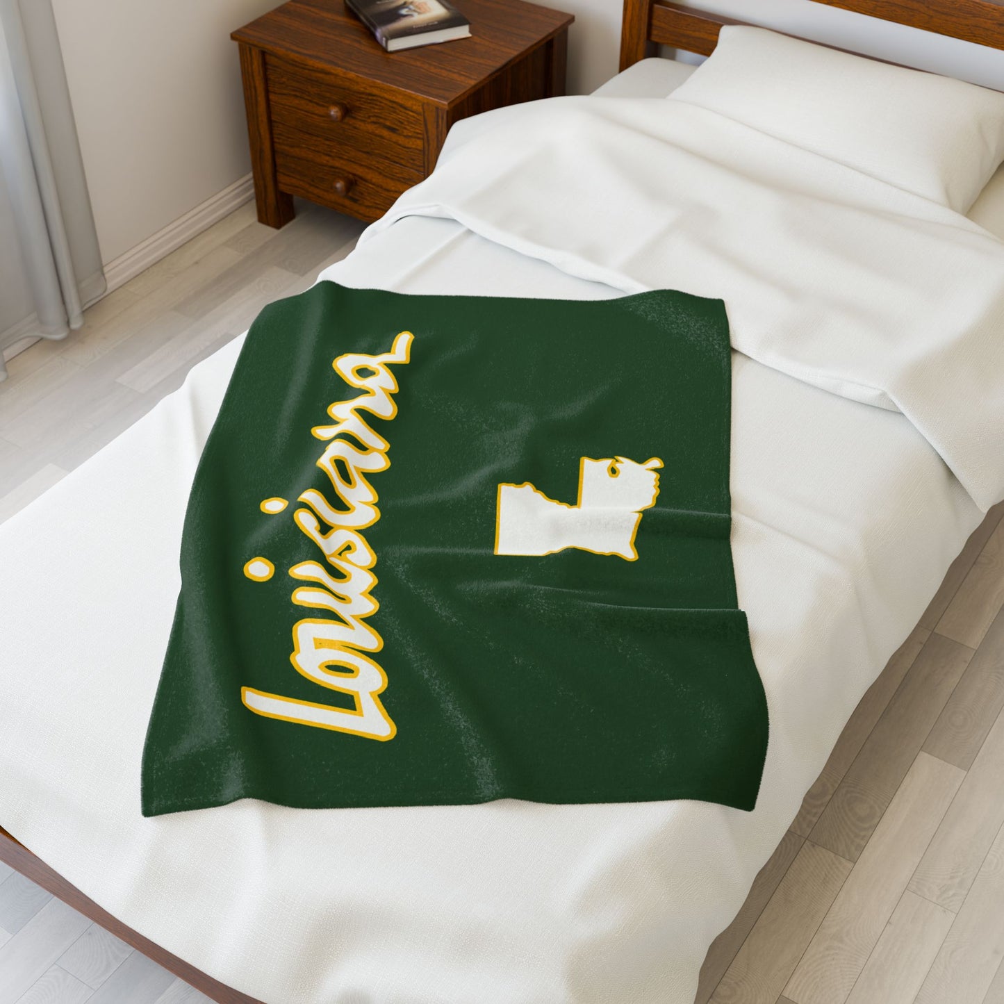 Louisiana Plush Blanket-Green/Gold