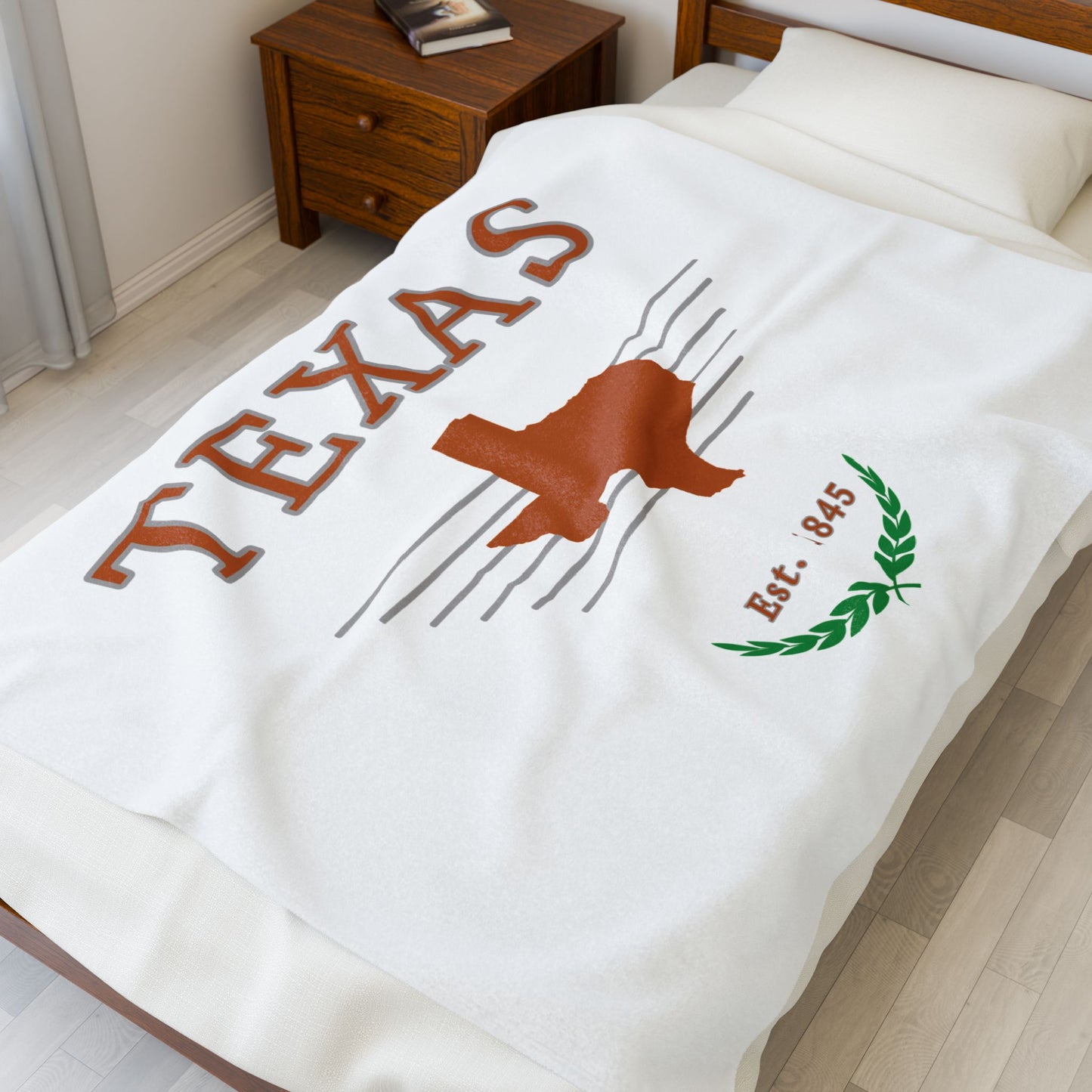 “Texas” Est.1845 Plush Blanket - White