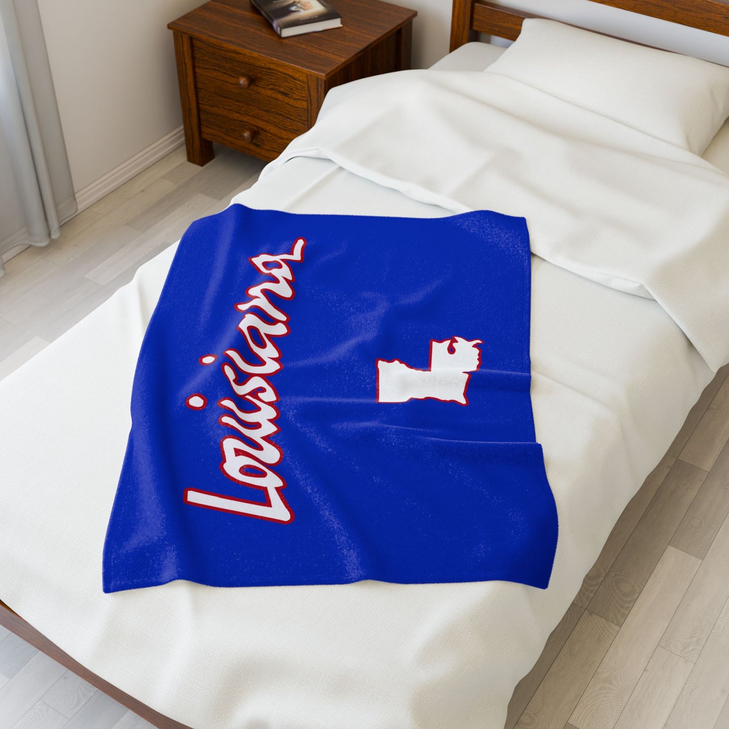 Louisiana Plush Blanket-Bue/Red