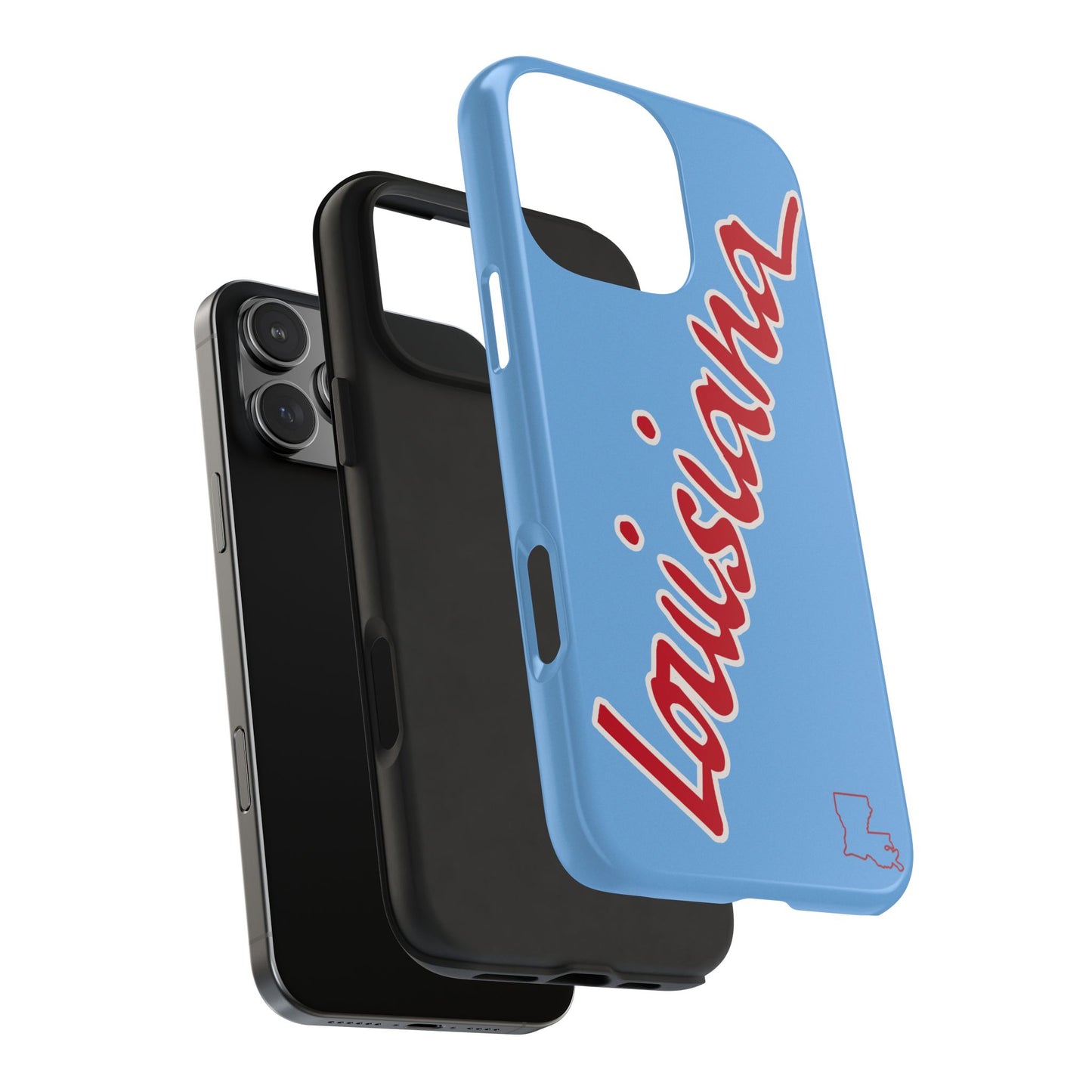 "Louisiana" Powder Blue/Red 2 Piece Phone Case
