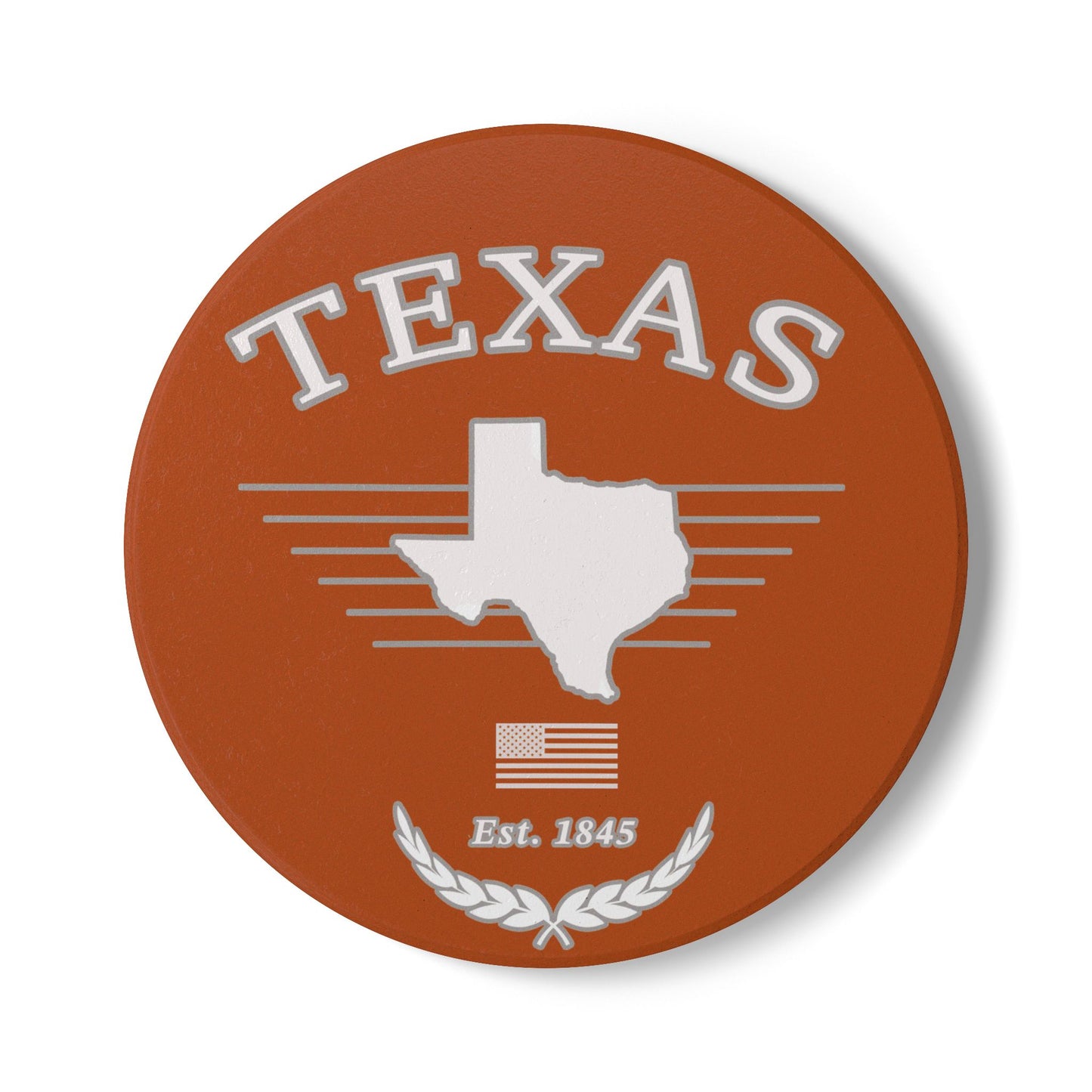 Texas Est. 1845 Ceramic Coaster - Orange