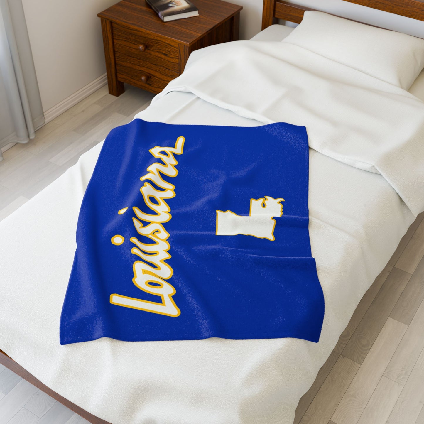 Louisiana Plush Blanket-Blue/Gold