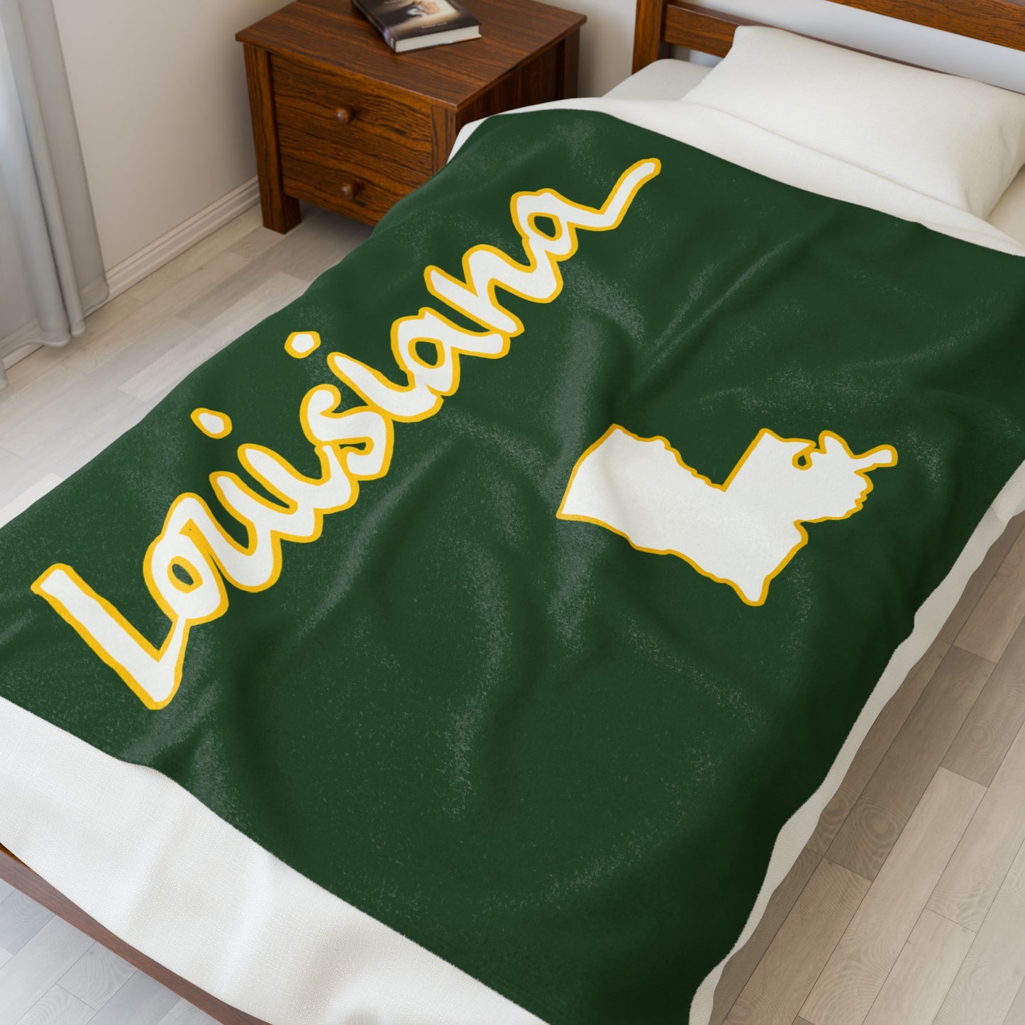 Louisiana Plush Blanket-Green/Gold