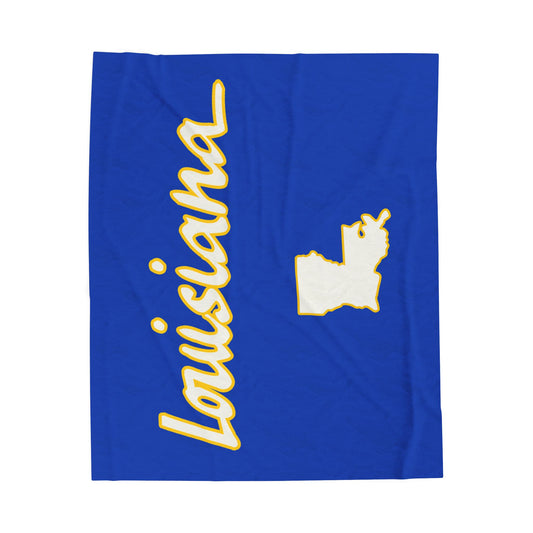 Louisiana Plush Blanket-Blue/Gold