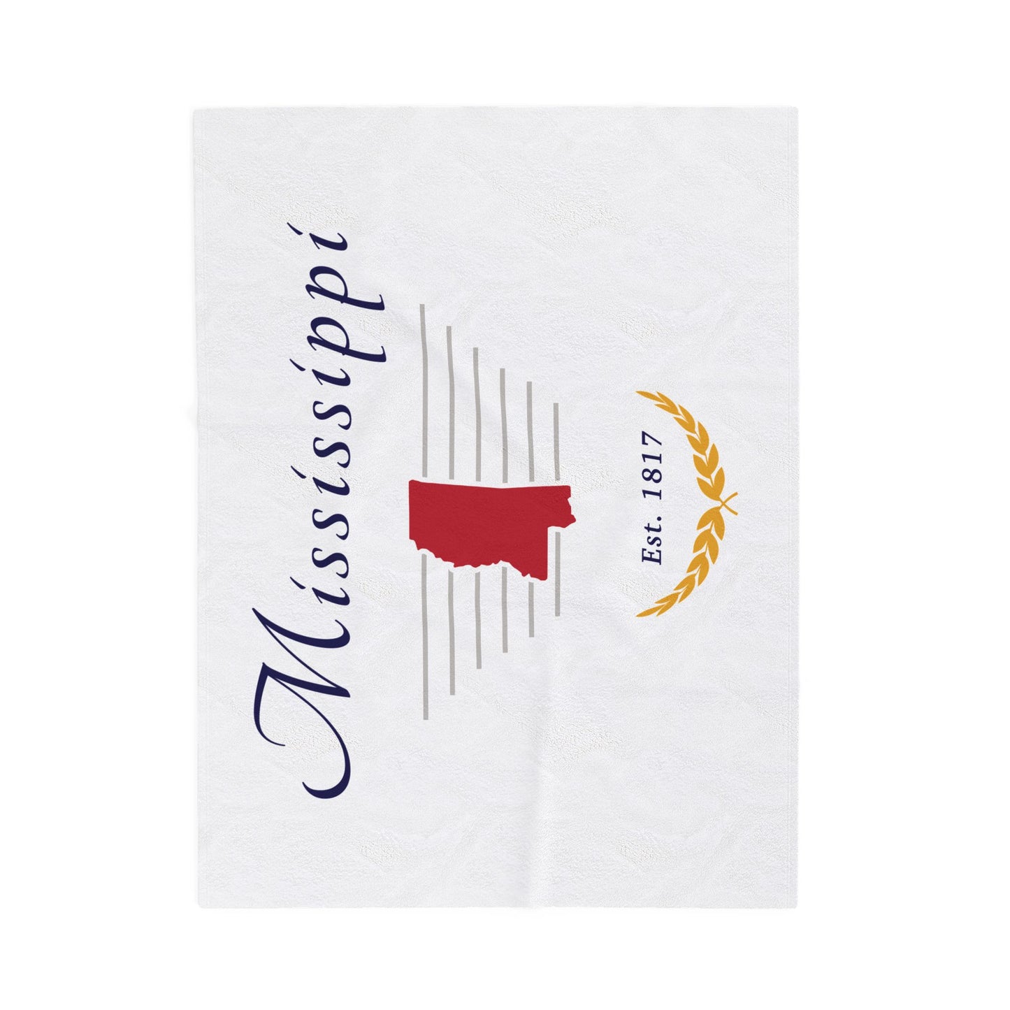 "Mississippi" Est. 1817 Plush Blanket - White