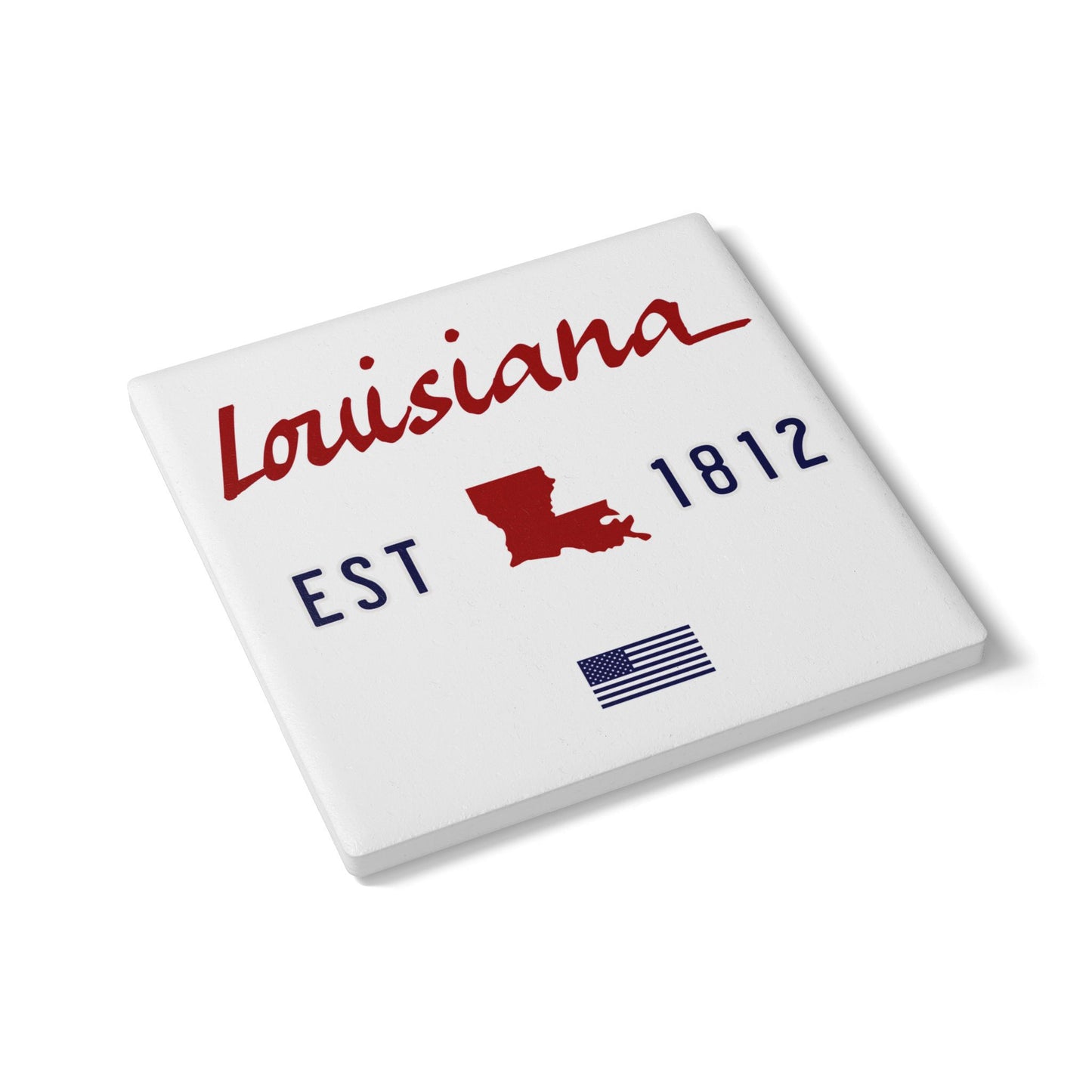 Louisiana EST 1812 Ceramic Coaster - White/Red