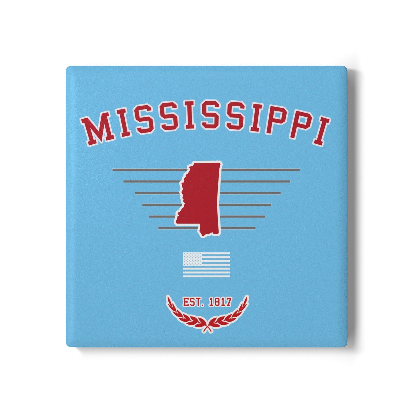 "Mississippi" Est. 1817 Ceramic Coaster - Blue