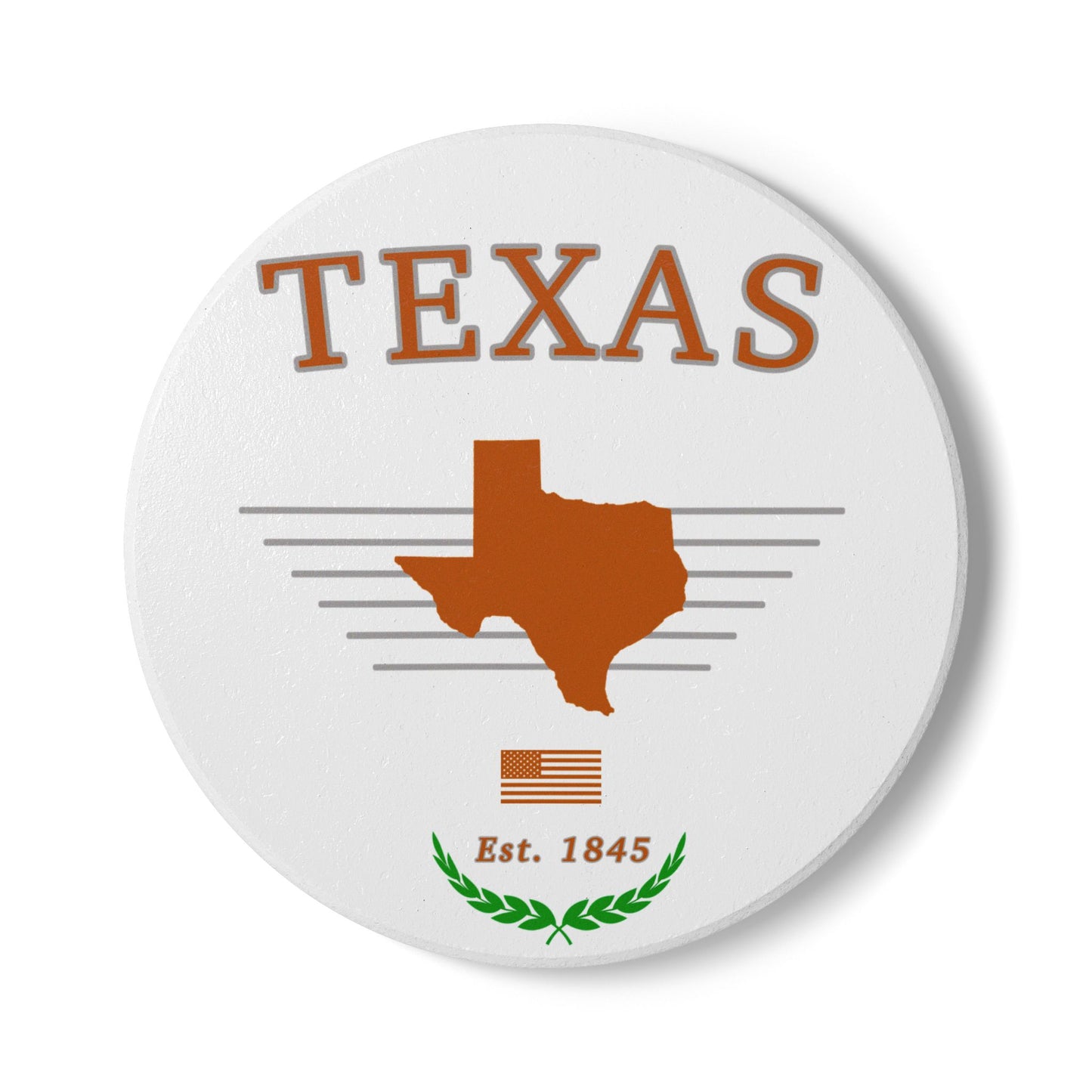 "Texas" Est. 1845 Ceramic Coaster - White