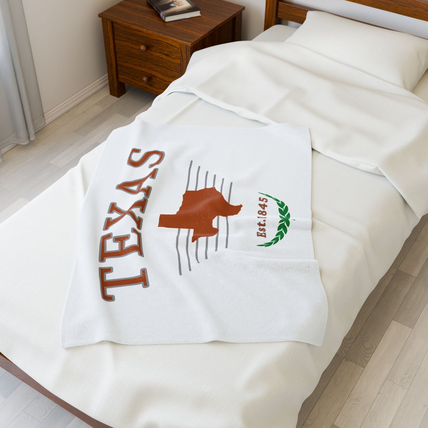 “Texas” Est.1845 Plush Blanket - White
