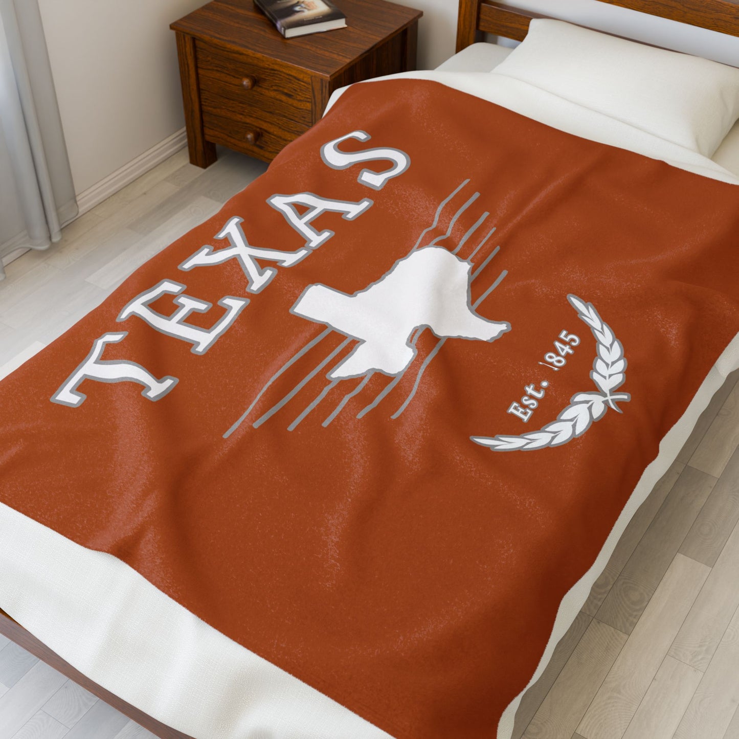 “Texas” Est.1845 Plush Blanket - Orange