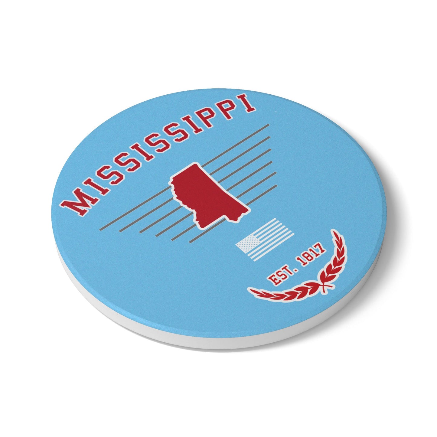"Mississippi" Est. 1817 Ceramic Coaster - Blue
