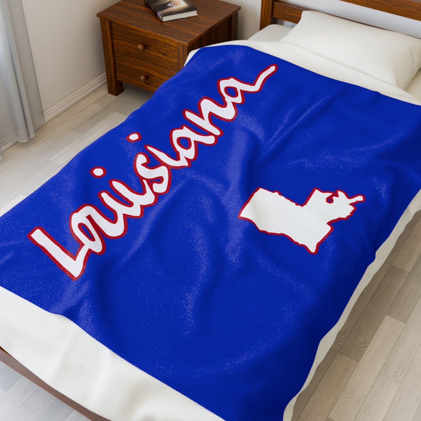 Louisiana Plush Blanket-Bue/Red