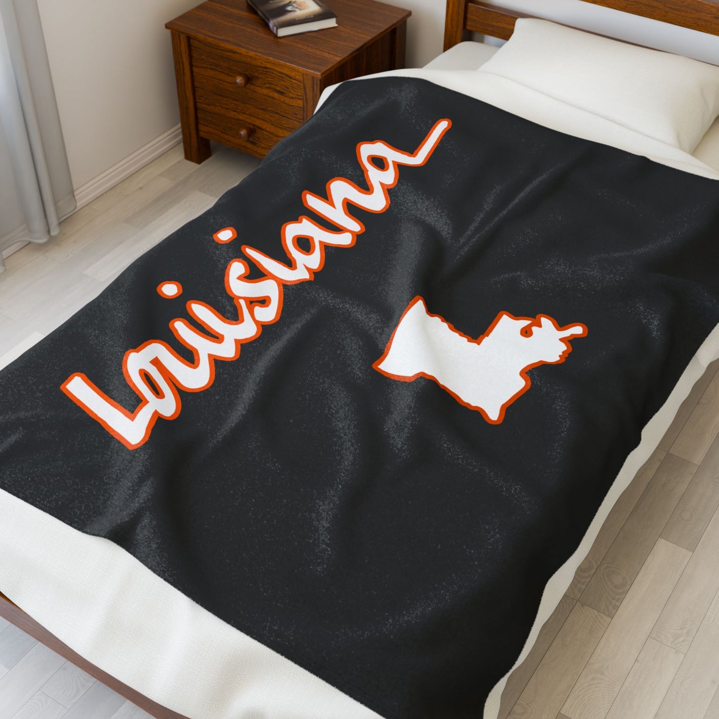 Louisiana Plush Blanket-Orange/White