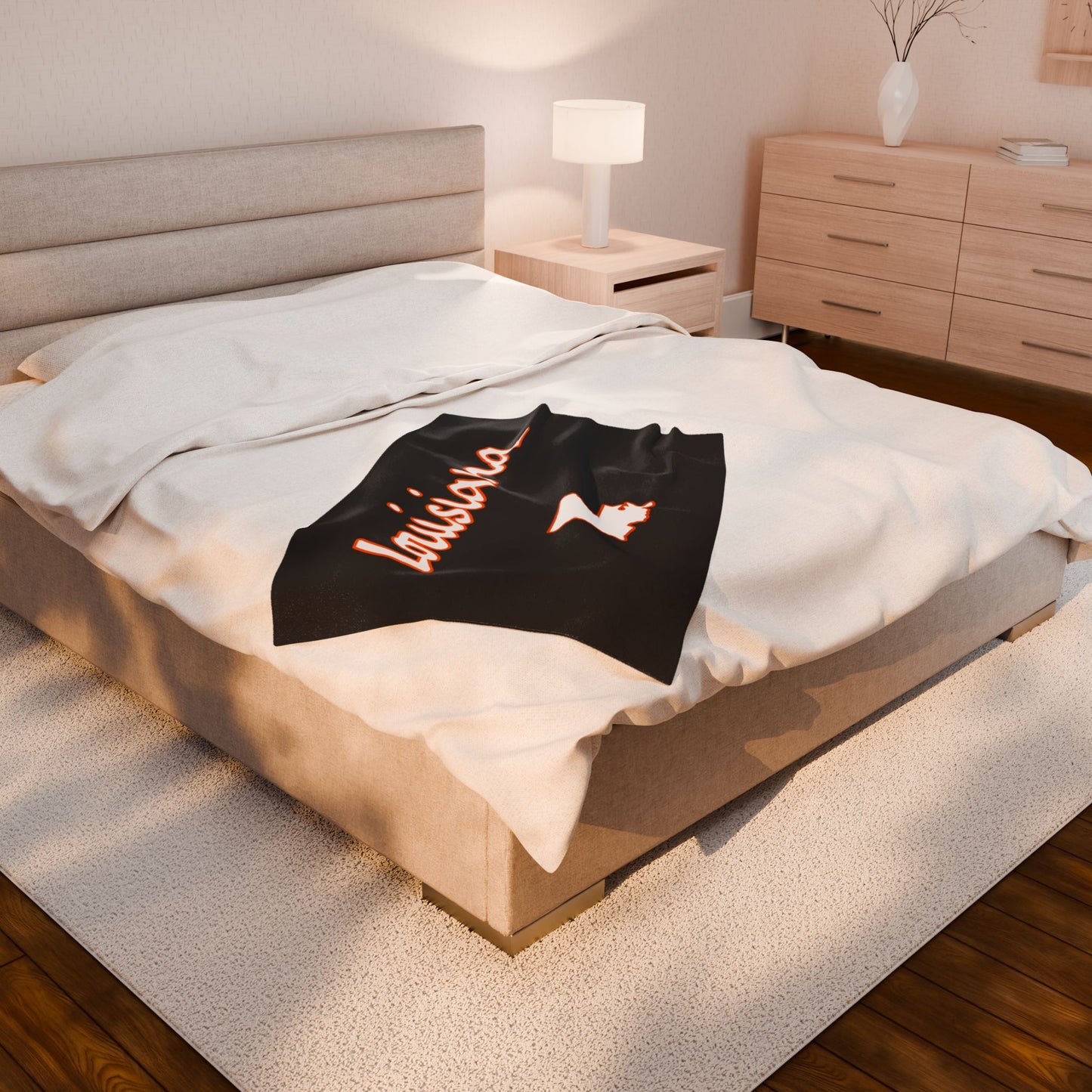 Louisiana Plush Blanket-Orange/White