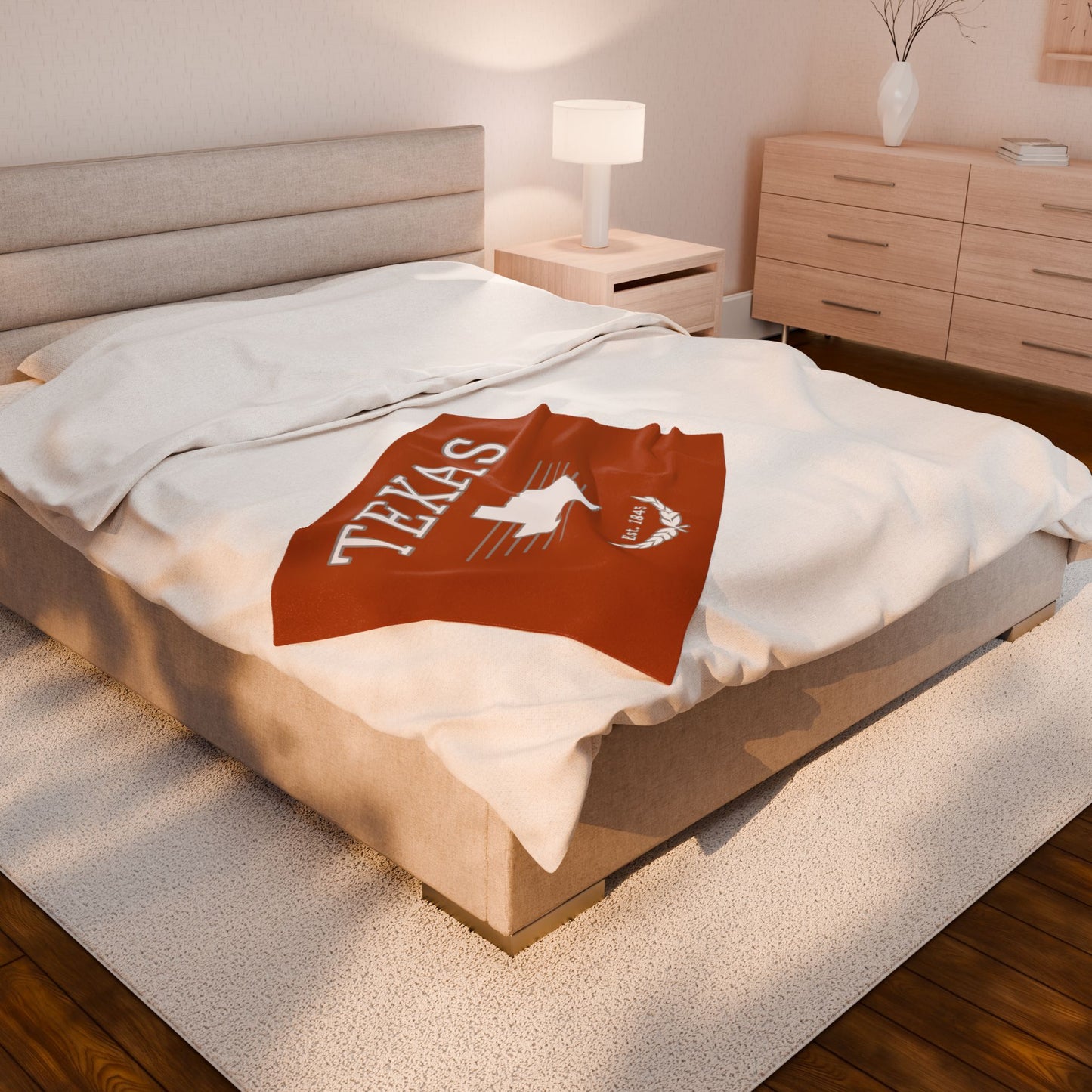“Texas” Est.1845 Plush Blanket - Orange
