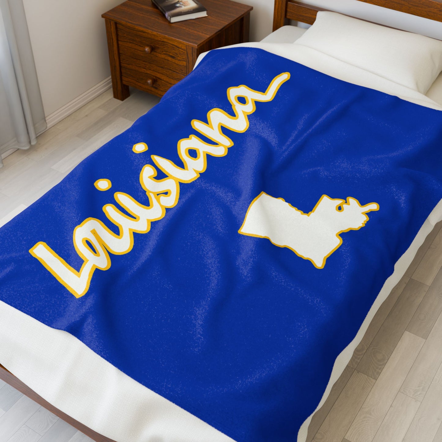 Louisiana Plush Blanket-Blue/Gold