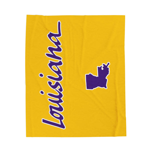 Louisiana Plush Blanket-Gold/Purple