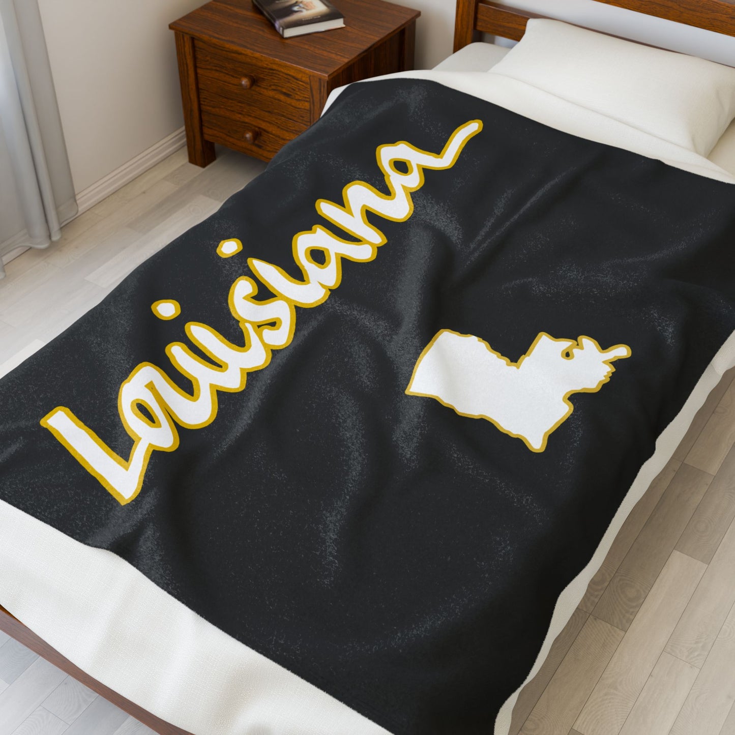 Louisiana Plush Blanket-Black/Gold