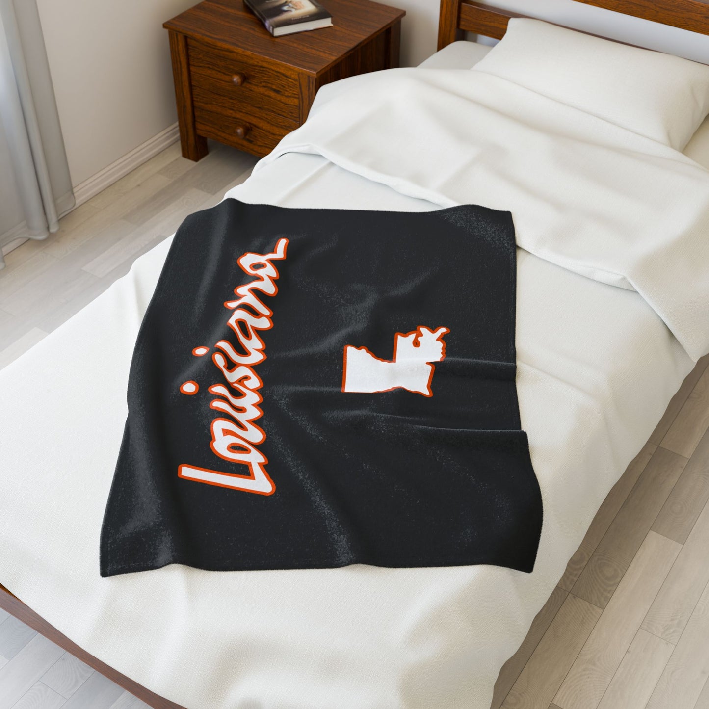 Louisiana Plush Blanket-Orange/White