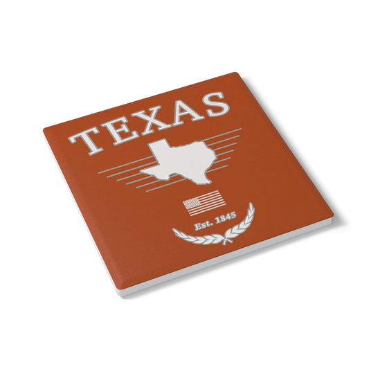 Texas Est. 1845 Ceramic Coaster - Orange