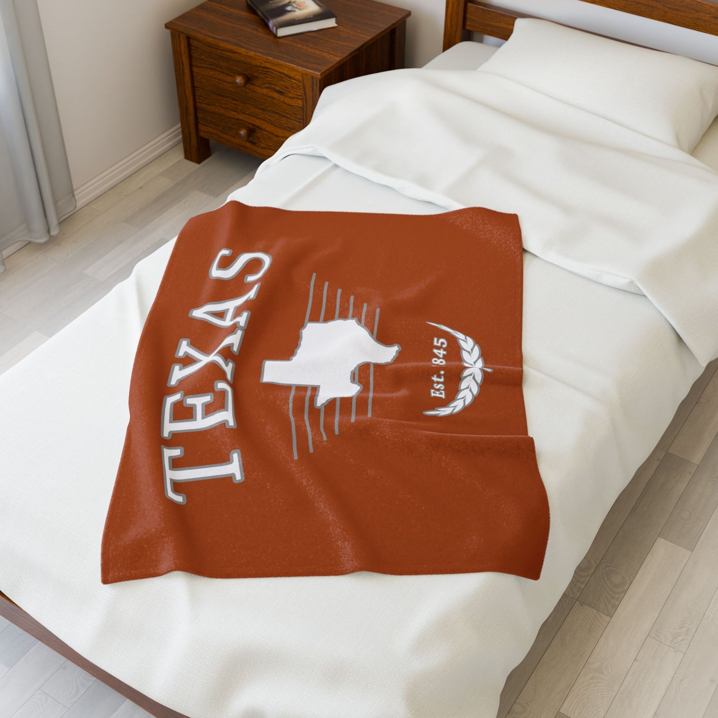 “Texas” Est.1845 Plush Blanket - Orange