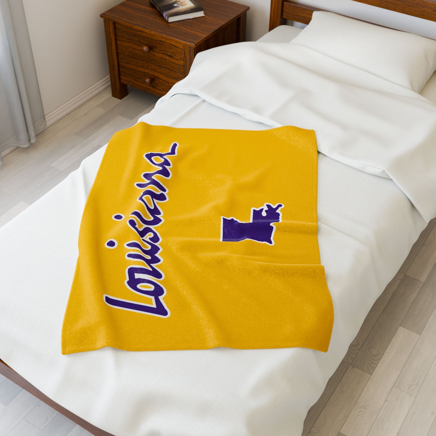 Louisiana Plush Blanket-Gold/Purple