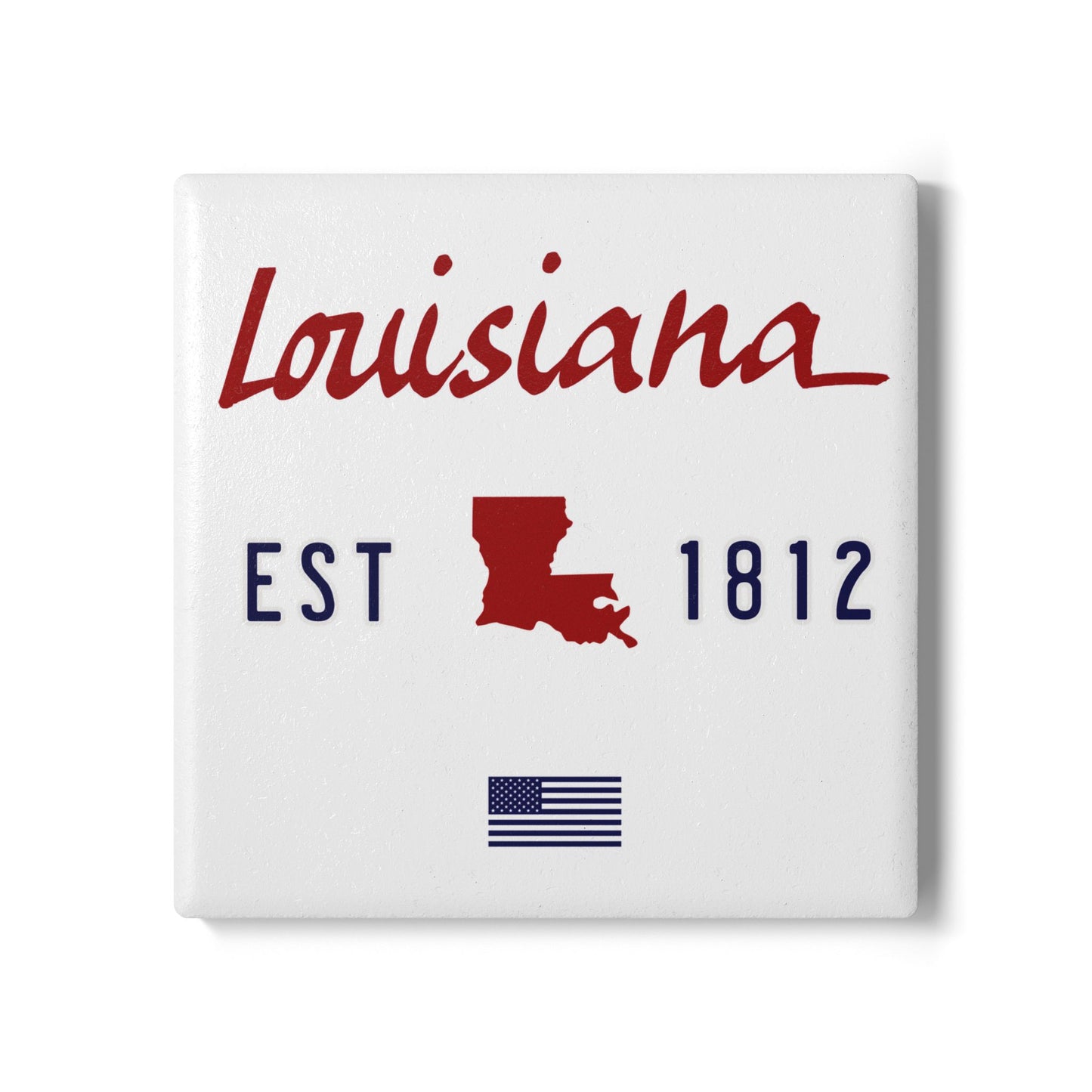 Louisiana EST 1812 Ceramic Coaster - White/Red