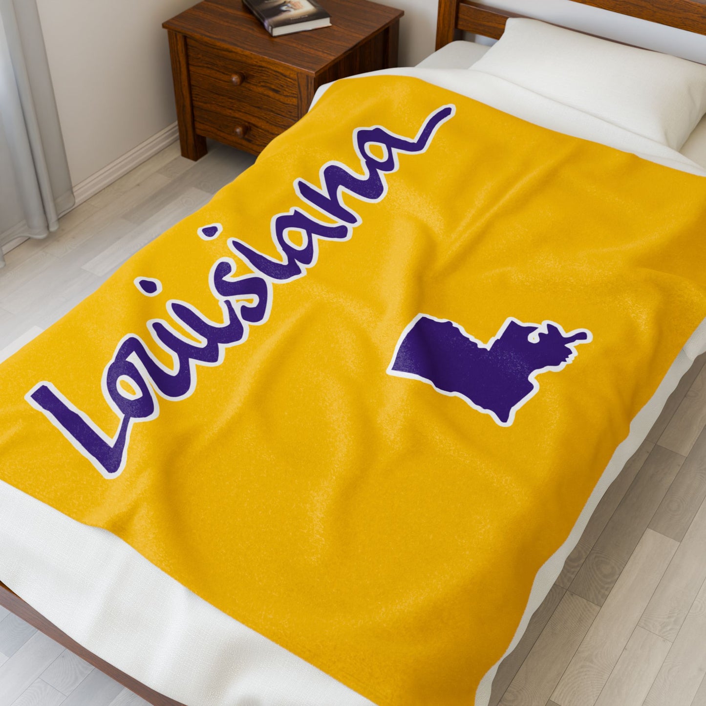 Louisiana Plush Blanket-Gold/Purple