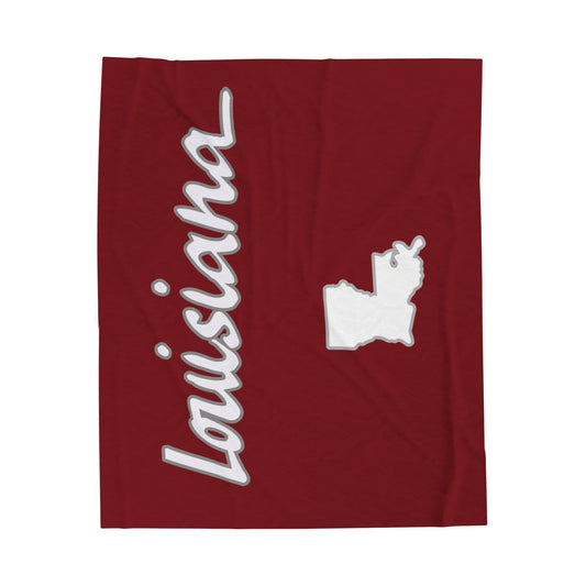 Louisiana Plush Blanket-Maroon/White