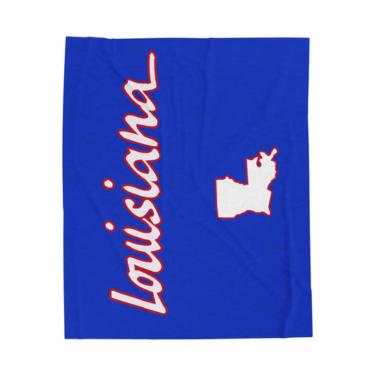 Louisiana Plush Blanket-Bue/Red