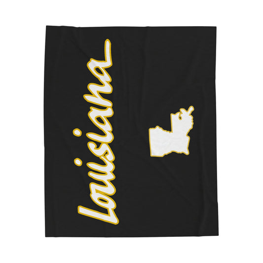 Louisiana Plush Blanket-Black/Gold