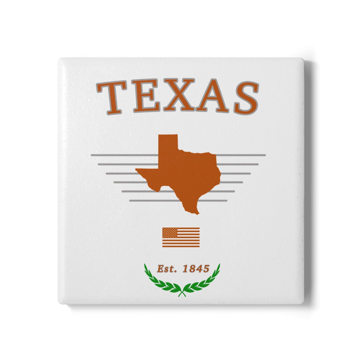 "Texas" Est. 1845 Ceramic Coaster - White
