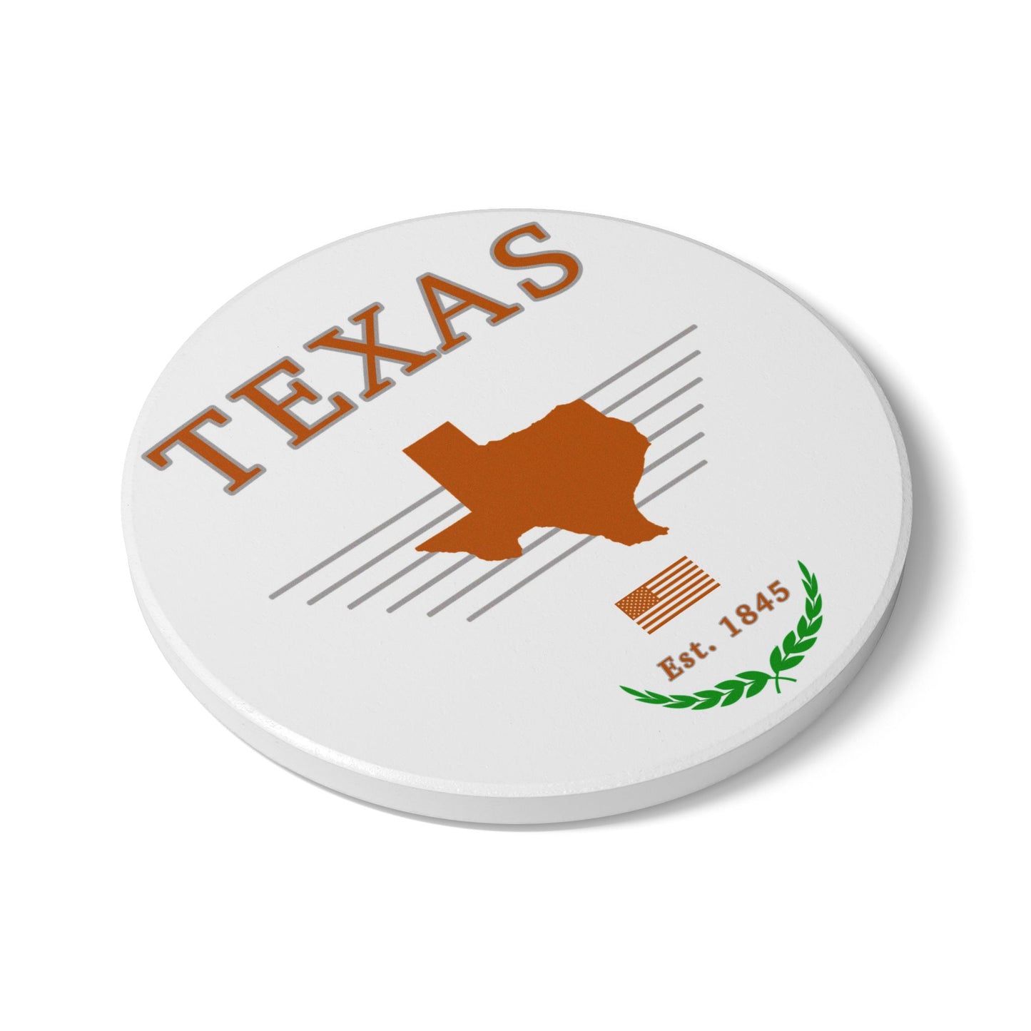 "Texas" Est. 1845 Ceramic Coaster - White