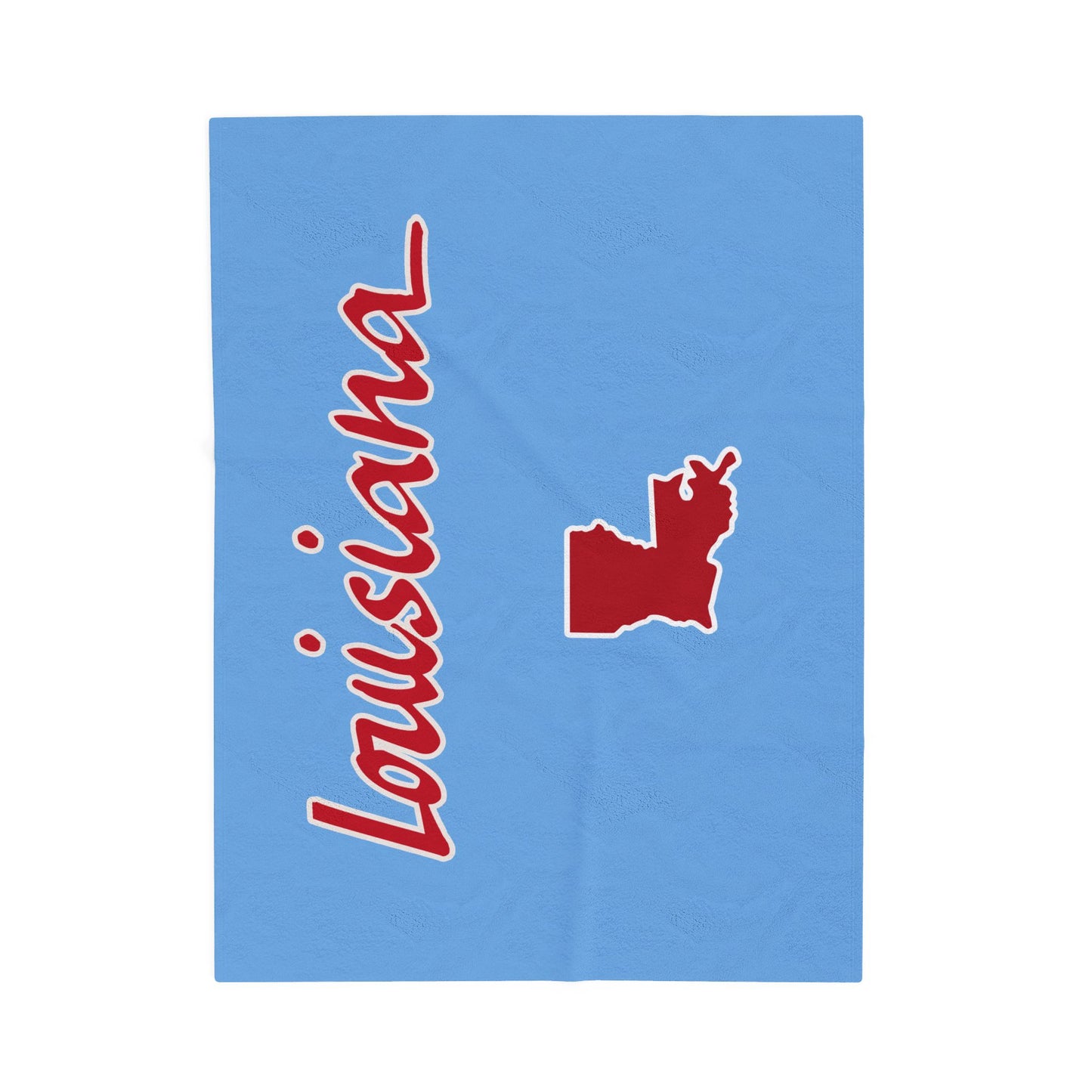 Louisiana Plush Blanket- Powder Blue/Red