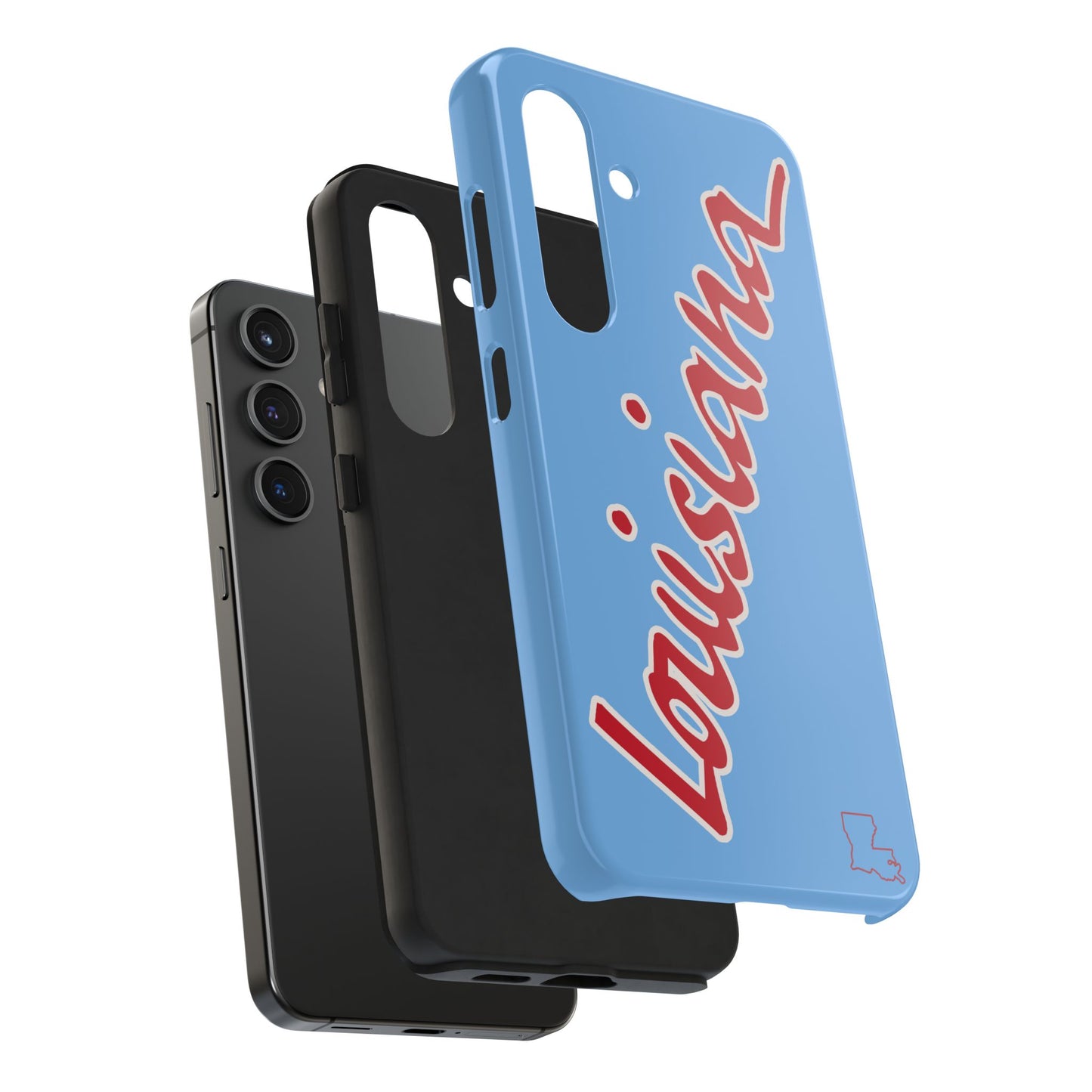 "Louisiana" Powder Blue/Red 2 Piece Phone Case