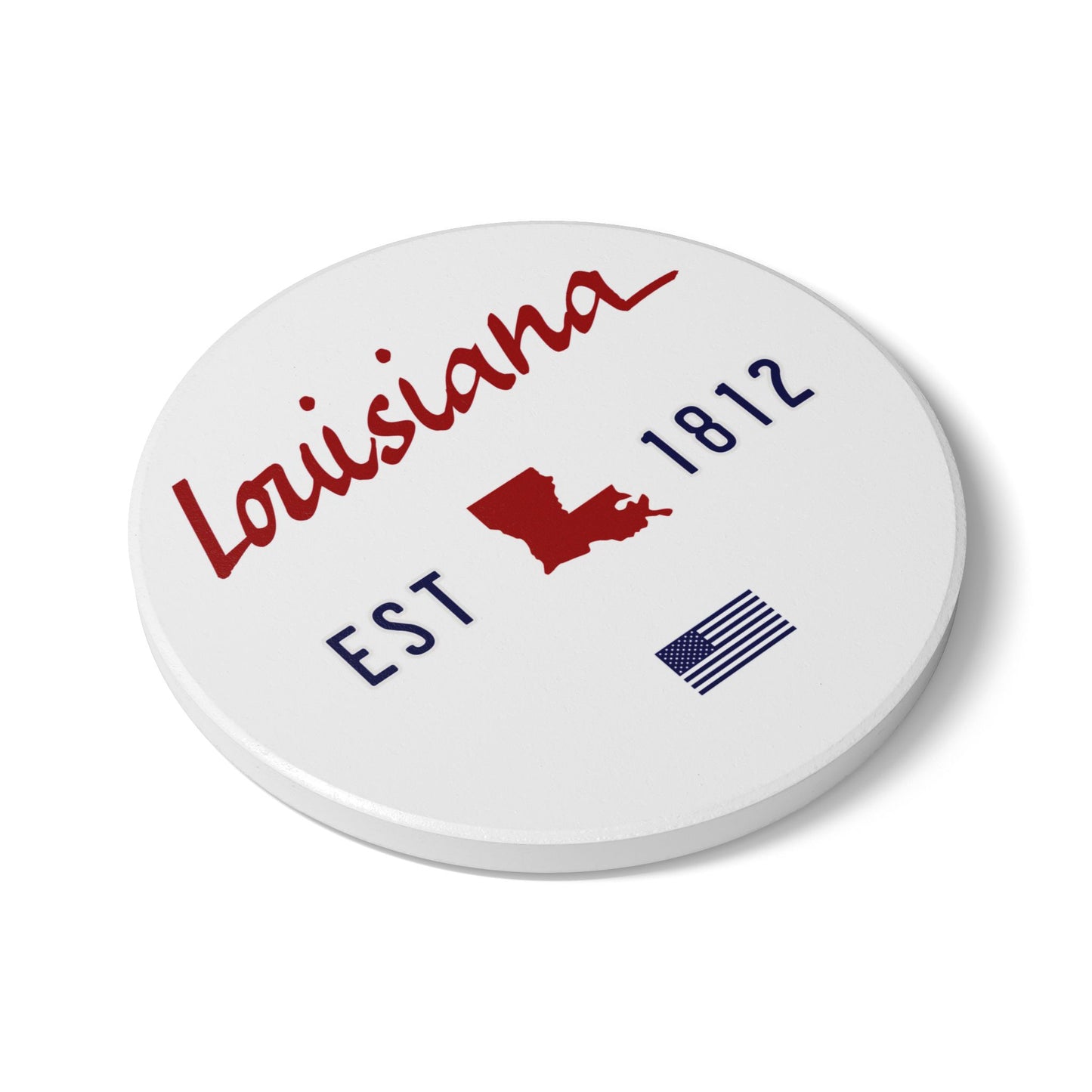 Louisiana EST 1812 Ceramic Coaster - White/Red
