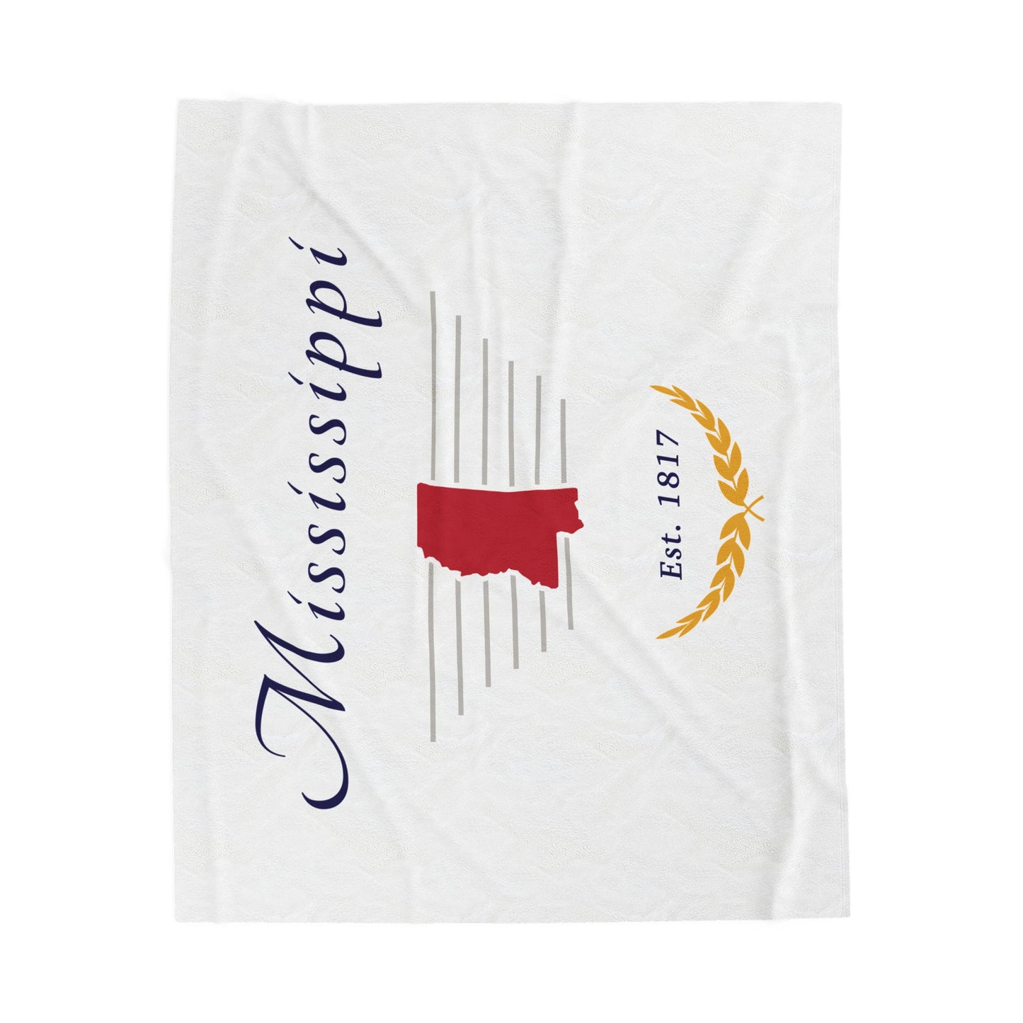 "Mississippi" Est. 1817 Plush Blanket - White
