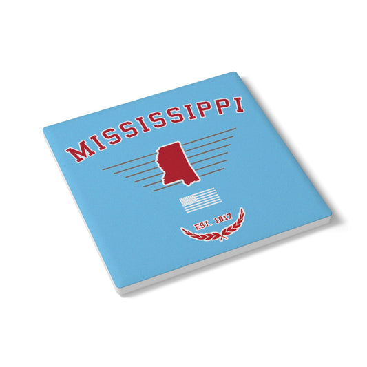 "Mississippi" Est. 1817 Ceramic Coaster - Blue