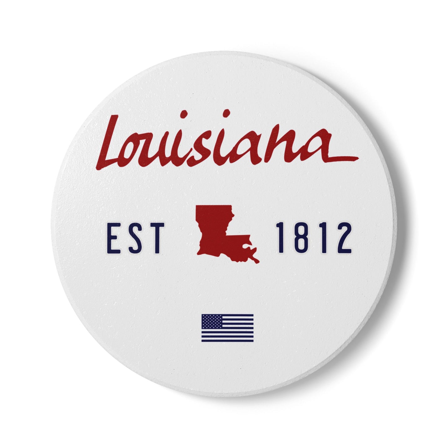 Louisiana EST 1812 Ceramic Coaster - White/Red