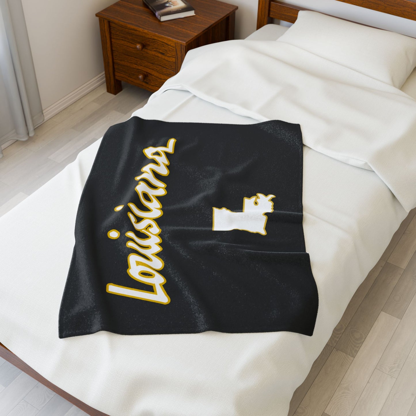 Louisiana Plush Blanket-Black/Gold