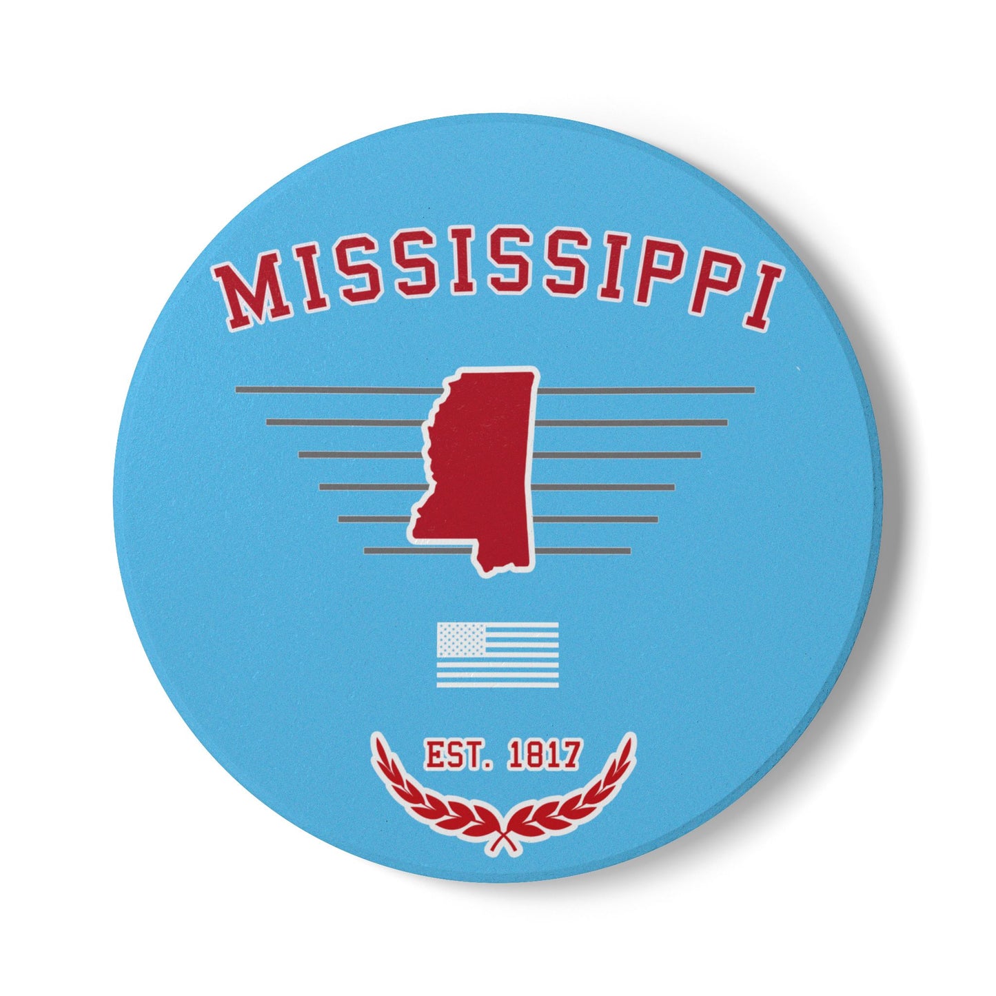 "Mississippi" Est. 1817 Ceramic Coaster - Blue