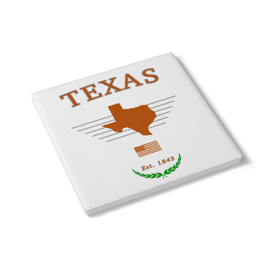"Texas" Est. 1845 Ceramic Coaster - White